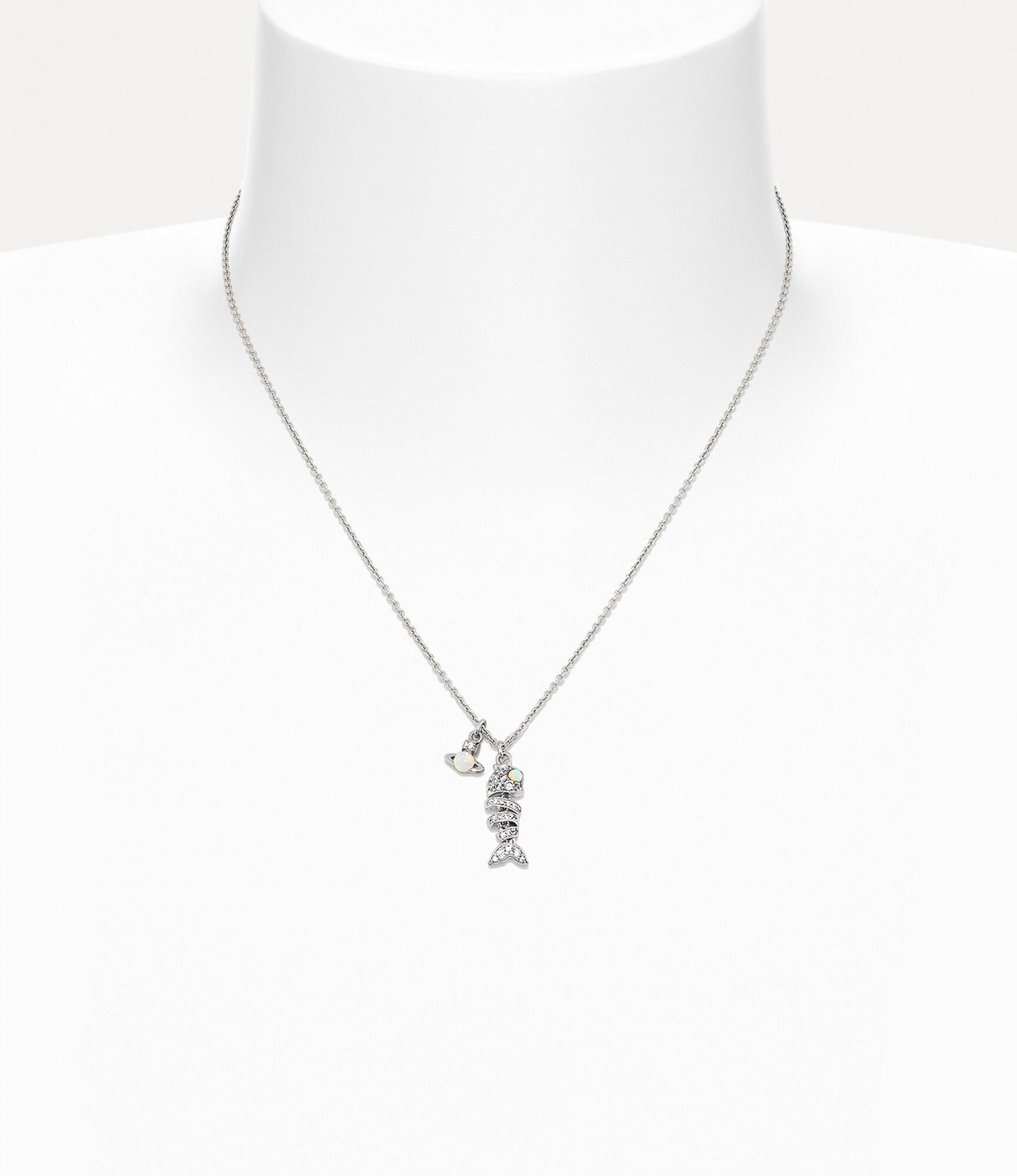 Vivienne Westwood Lyall Pendant 經典純銀魚骨頭立體土星項鏈 （共2色！）