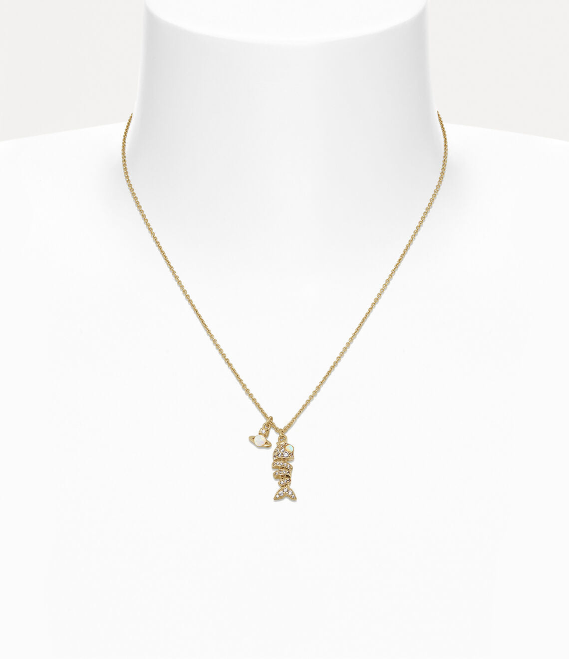 Vivienne Westwood Lyall Pendant 經典純銀魚骨頭立體土星項鏈 （共2色！）