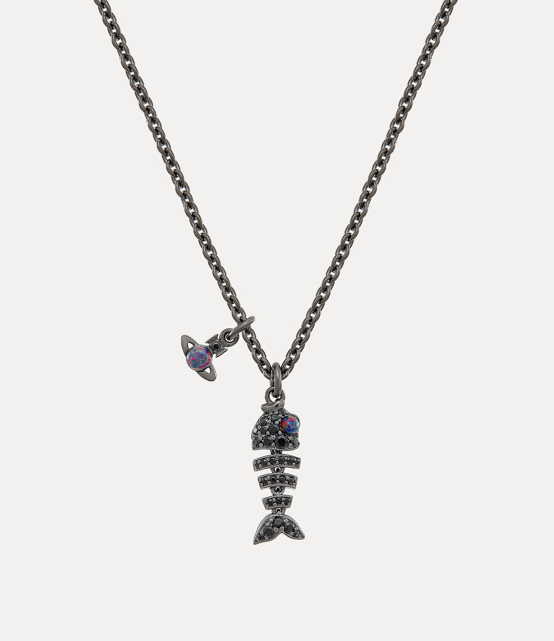 Vivienne Westwood Man. Lyall Pendant 經典純銀魚骨頭立體土星項鏈