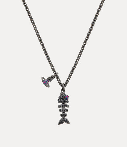 Vivienne Westwood Man. Lyall Pendant 經典純銀魚骨頭立體土星項鏈