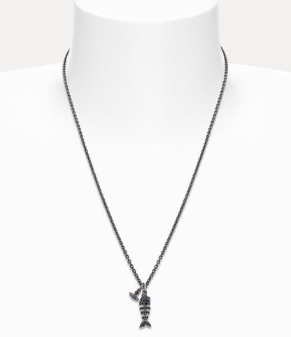 Vivienne Westwood Man. Lyall Pendant 經典純銀魚骨頭立體土星項鏈