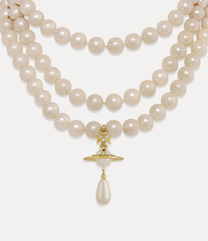 Vivienne Westwood Three Row Pearl Necklace 三層珍珠頸鍊（共3色！）