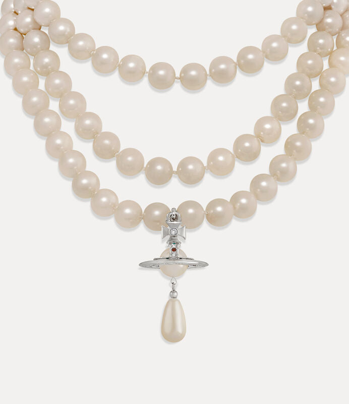 Vivienne Westwood Three Row Pearl Necklace 三層珍珠頸鍊（共3色！）