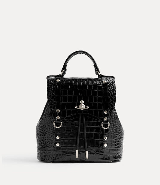 Vivienne Westwood Max Small Bag 立體土星鱷魚紋束口後背包