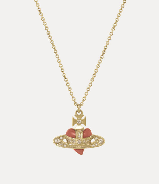 Vivienne Westwood New diamante heart pendant Necklace 復刻愛心土星項鍊