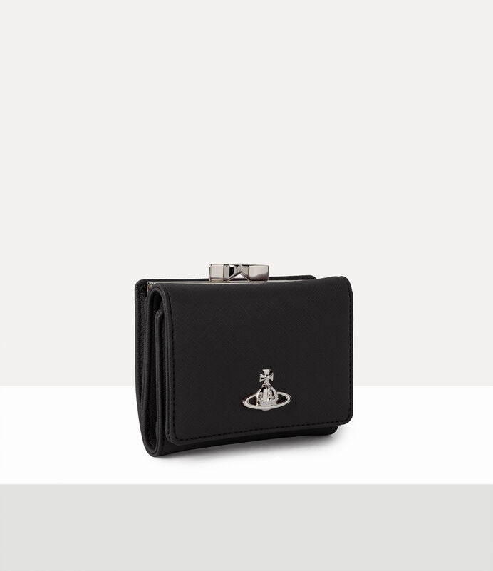 Vivienne Westwood Saffiano 十字紋牛皮三折口金短夾