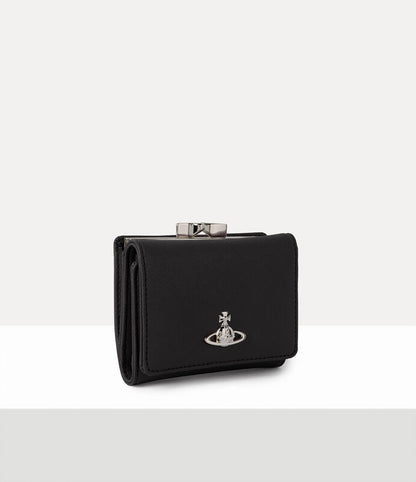 Vivienne Westwood Saffiano 十字紋牛皮三折口金短夾