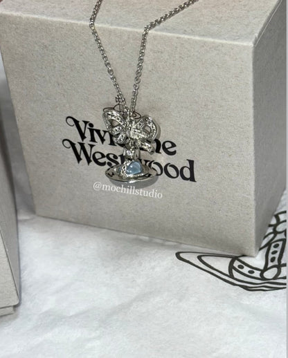 Vivienne Westwood Octavie Necklace 夢幻立體蝴蝶結土星純銀項鍊（共5色！）