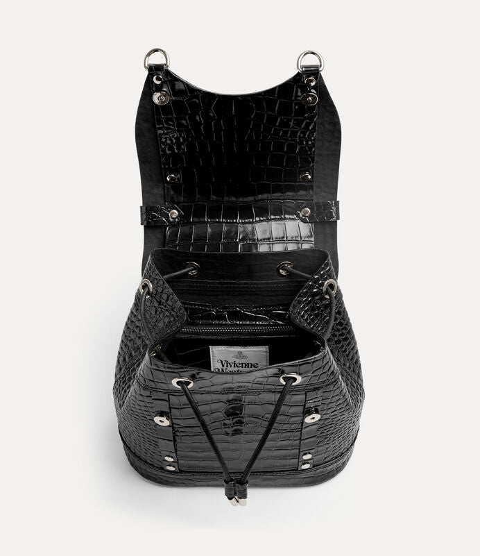 Vivienne Westwood Max Small Bag 立體土星鱷魚紋束口後背包
