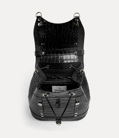 Vivienne Westwood Max Small Bag 立體土星鱷魚紋束口後背包