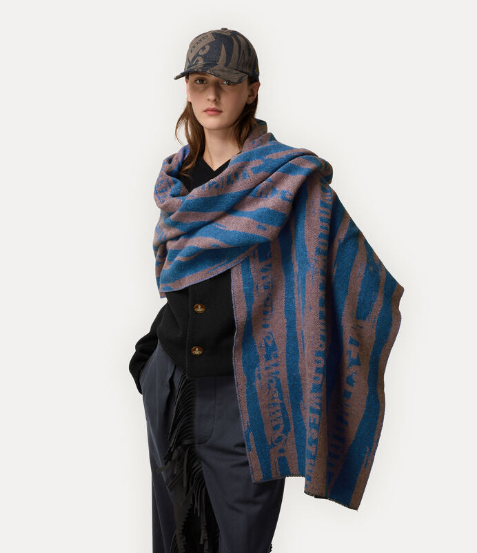 Vivienne Westwood 純羊毛不規則花紋圍巾
