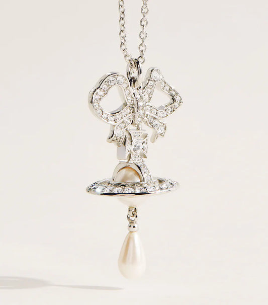 Vivienne Westwood Rigoberta Necklace 經典珍珠土星蝴蝶結項鏈