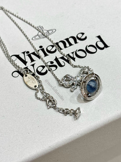 （限時特價！）Vivienne Westwood Octavie Necklace 夢幻立體蝴蝶結土星純銀項鍊（共7色！）
