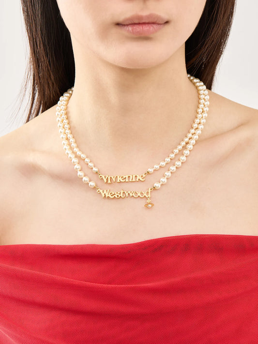 Vivienne Westwood Amelia Necklace 夢幻雙層 LOGO 珍珠項鏈