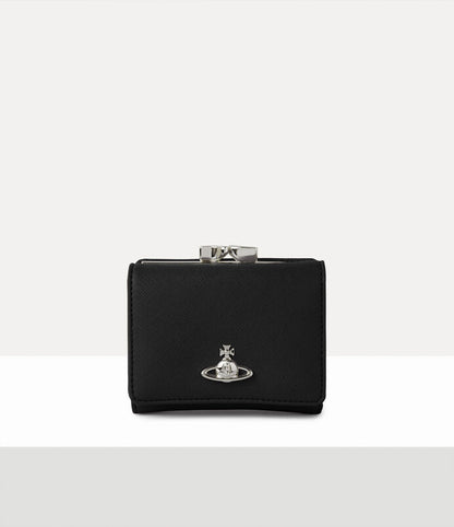 Vivienne Westwood Saffiano 十字紋牛皮三折口金短夾
