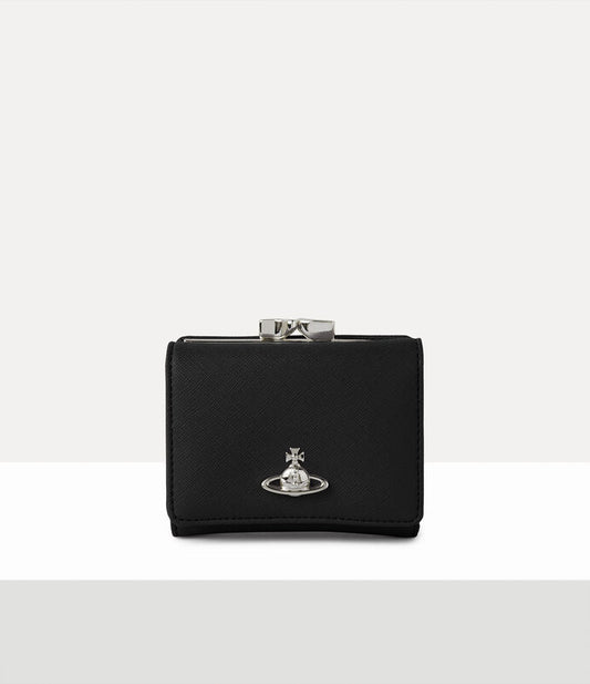 Vivienne Westwood Saffiano 十字紋牛皮三折口金短夾