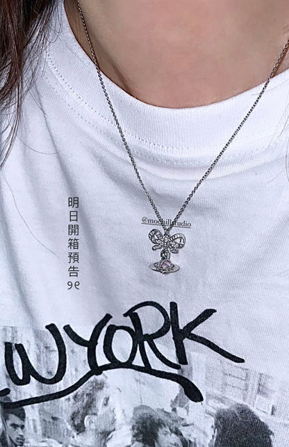 Vivienne Westwood Octavie Necklace 夢幻立體蝴蝶結土星純銀項鍊（共7色！）