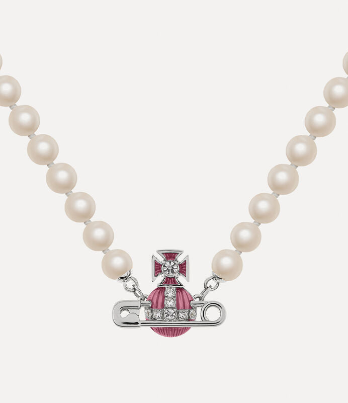 Vivienne Westwood Kitty pendant Necklace 珍珠別針琺瑯項鍊