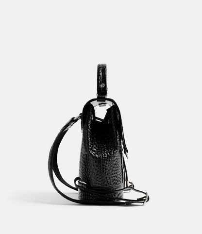 Vivienne Westwood Max Small Bag 立體土星鱷魚紋束口後背包