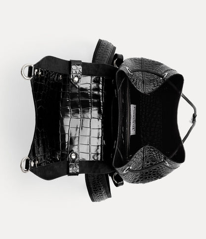 Vivienne Westwood Max Small Bag 立體土星鱷魚紋束口後背包