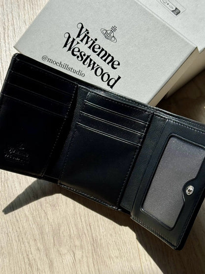 Vivienne Westwood Orborama 滿版土星壓紋雙折口金短夾