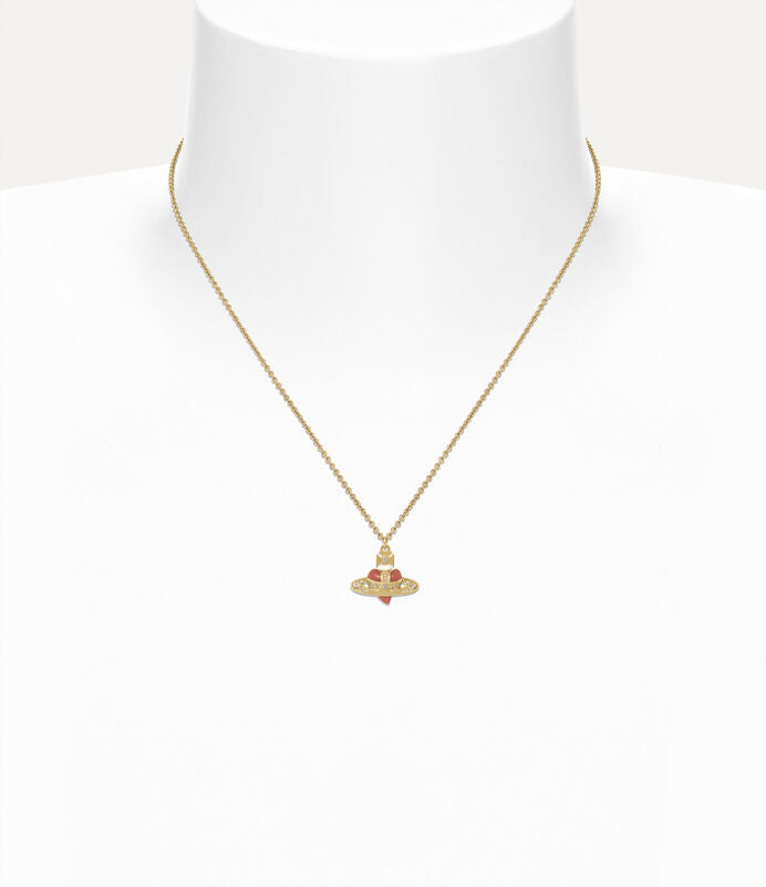 Vivienne Westwood New diamante heart pendant Necklace 復刻愛心土星項鍊