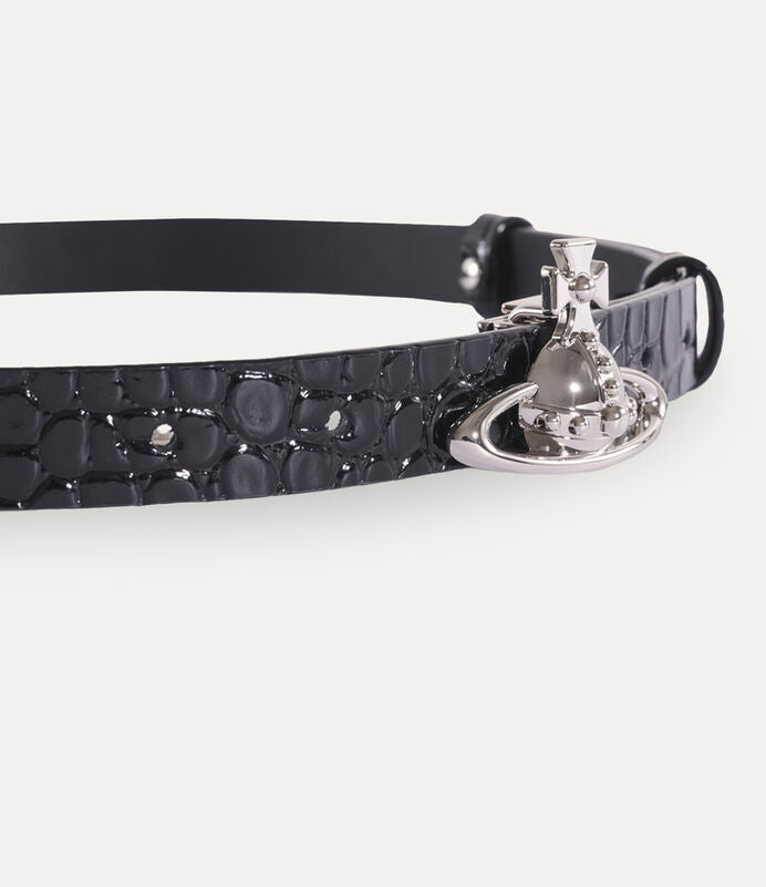 Vivienne Westwood Small Orb Buckle Belt 鱷魚壓紋土星皮帶 (共2色！）