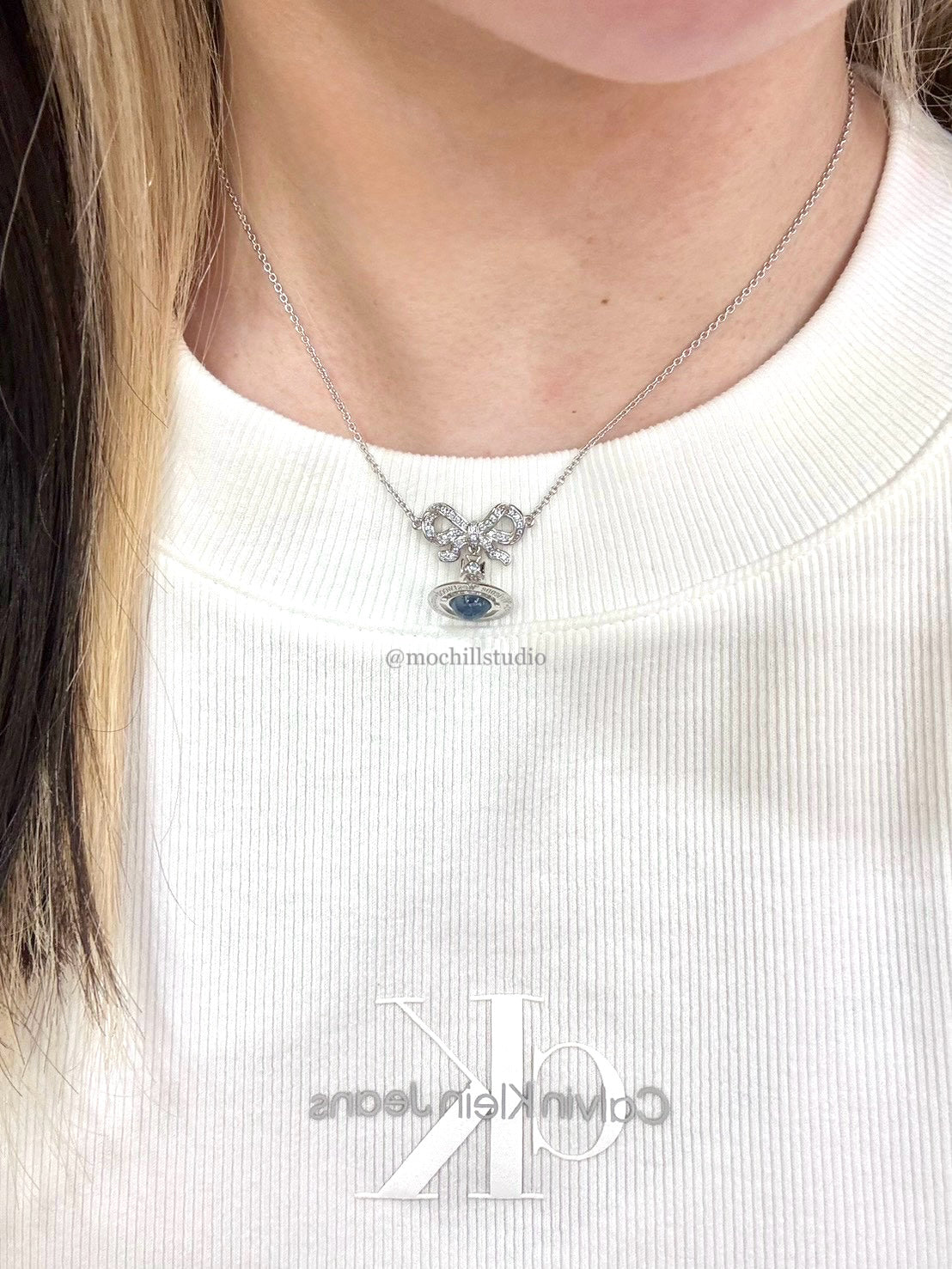 （限時特價！）Vivienne Westwood Octavie Necklace 夢幻立體蝴蝶結土星純銀項鍊（共7色！）