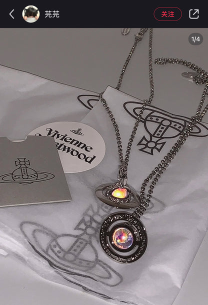 Vivienne Westwood New Petite & Tiny Aurora Orb Pendant Necklace 限定限量極光立體土星小號中號項鍊