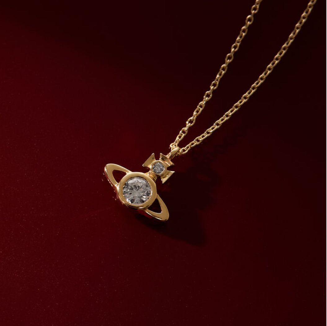 Vivienne Westwood Battersea Pendant Necklace 純金小土星項鍊