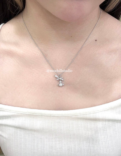 Vivienne Westwood Angelique Pendant Necklace 純銀蝴蝶結水晶項鍊（共2色！）