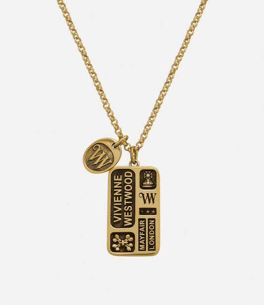 Vivienne Westwood Man. Lancelot Pendant Necklace 復古鐵牌項鍊