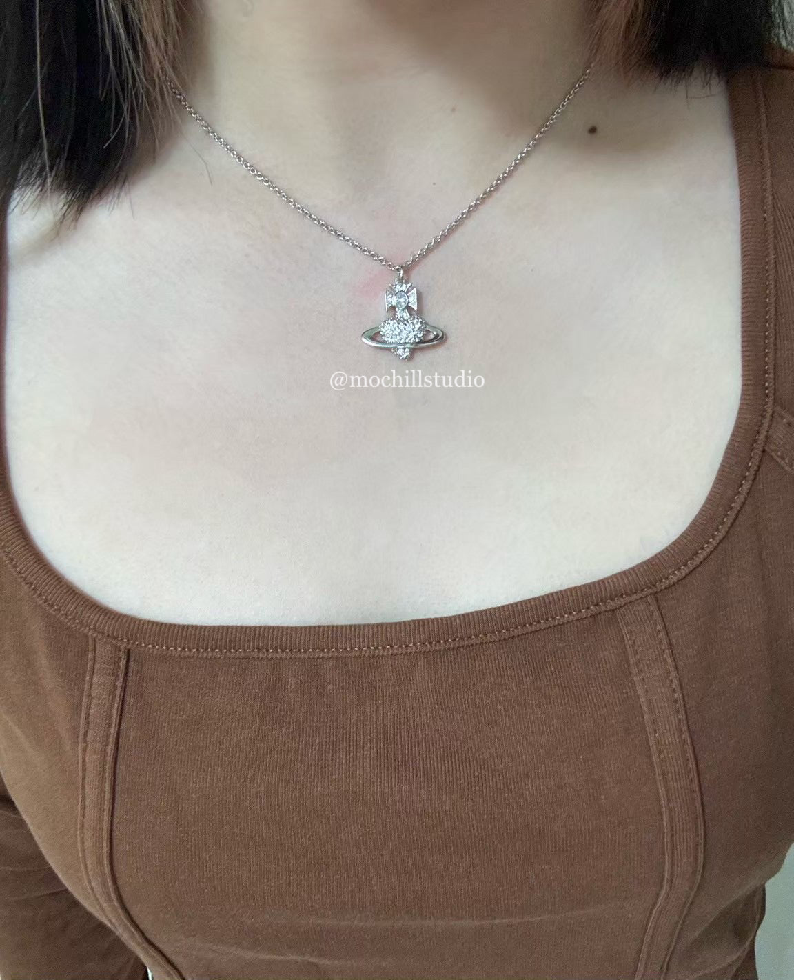 Vivienne Westwood Agnatha Necklace 情人節限定愛心滿鑽土星項鍊