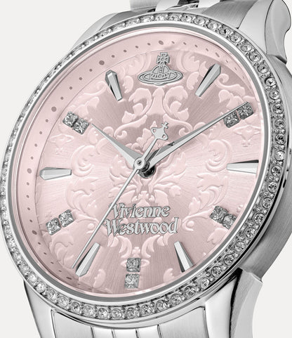 Vivienne Westwood Little Wallace Watch 粉色雕花水鑽手錶