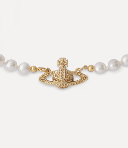 Vivienne Westwood Mini Bas Relief Pearl Choker 經典滿鑽土星珍珠頸鍊（共3色！）