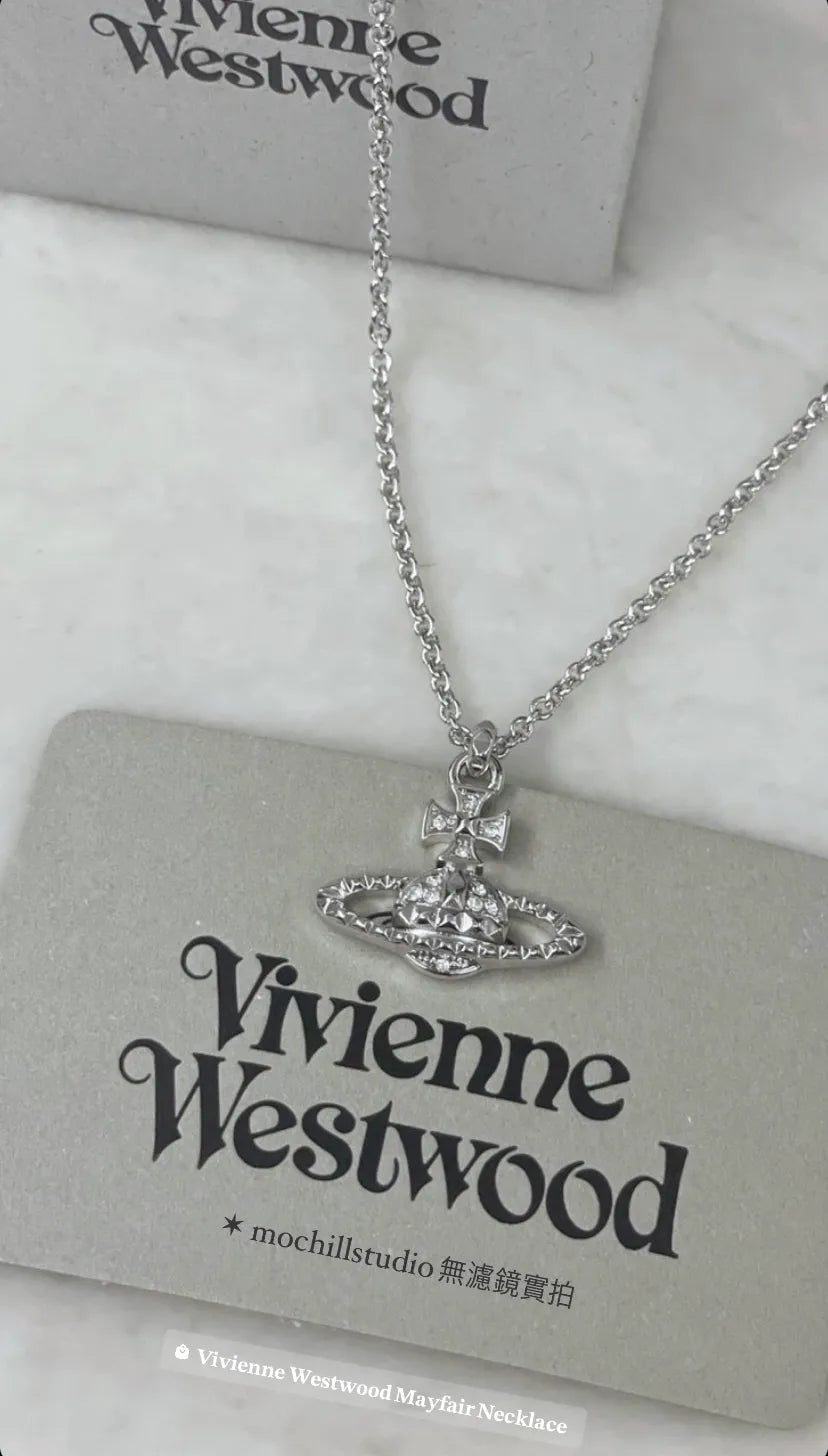 Vivienne Westwood Mayfair Necklace 卯釘水晶土星項鍊（共4色！）