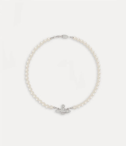 Vivienne Westwood Mini Bas Relief Pearl Choker 經典滿鑽土星珍珠頸鍊（共3色！）