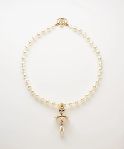 Vivienne Westwood One Row Pearl Drop Choker 經典珍珠土星頸鍊（共2色！）